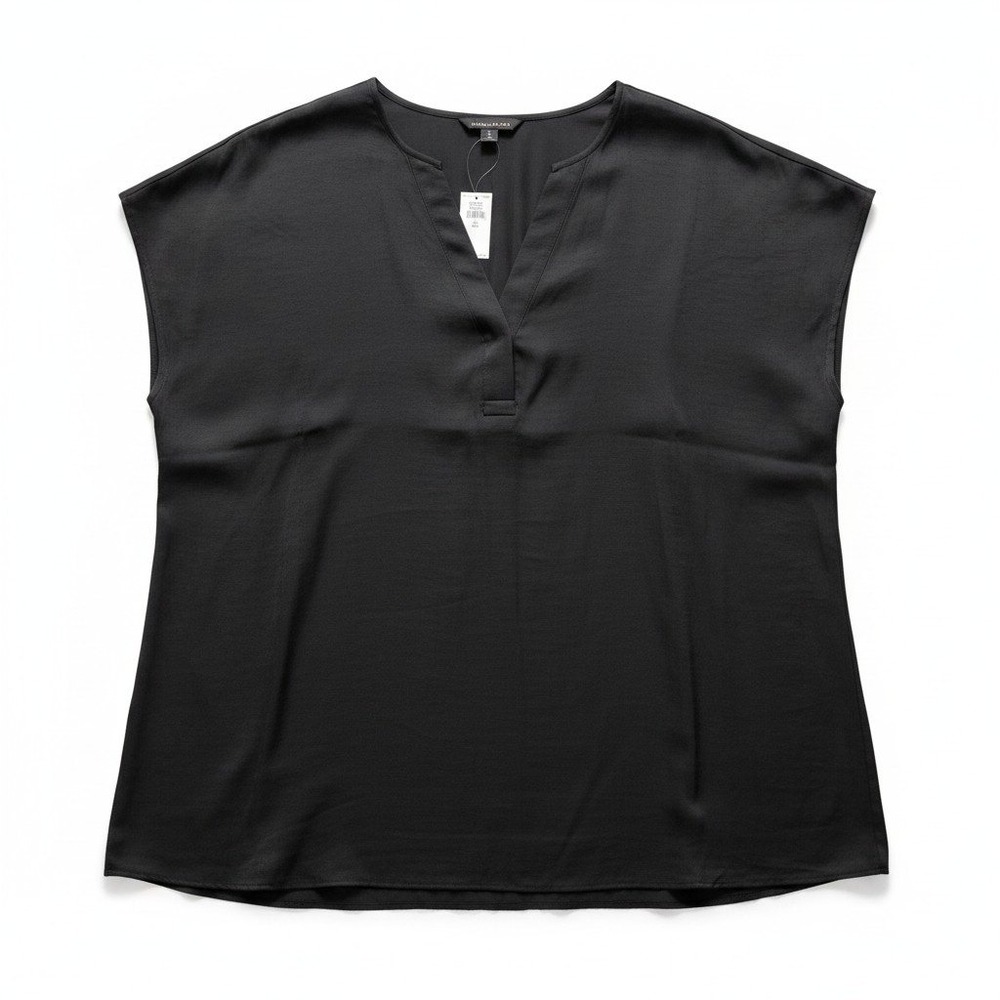 Banana Republic XL Womens Black V-Neck Blouse Minimalist Professional Casual